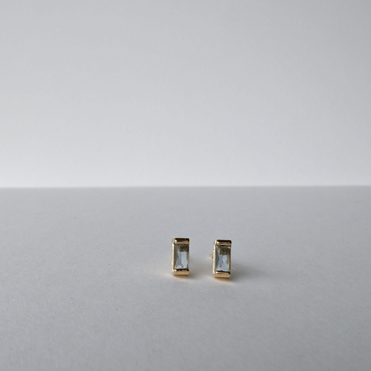 Stud Earrings Baguette 18k Gold Filled