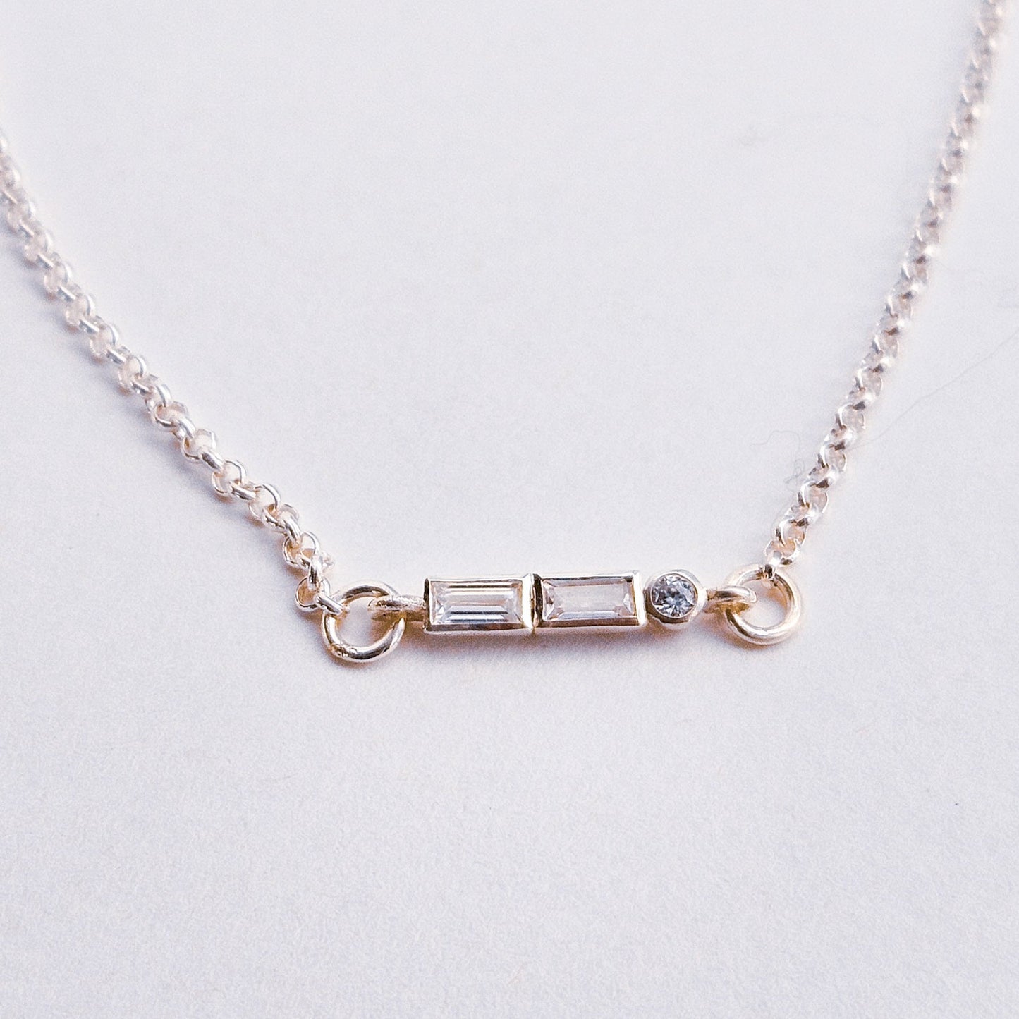 Letter "G" Morse Code Necklace Sterling silver Zircon