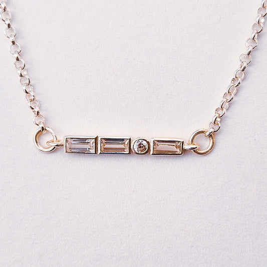 Letter "Q" Morse Code Necklace  Sterling silver Zircon