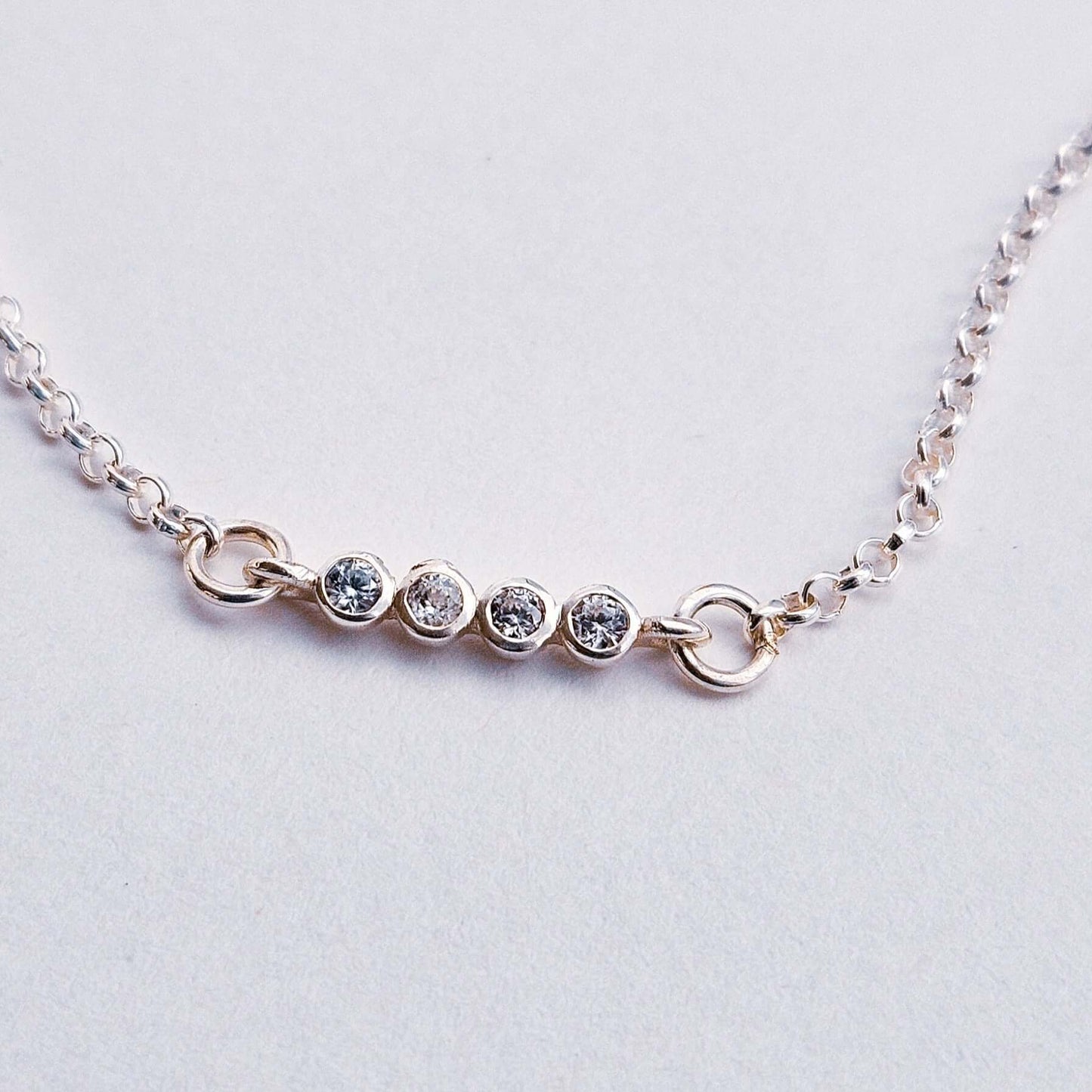 Letter "H" Morse Code Necklace  Sterling silver Zircon