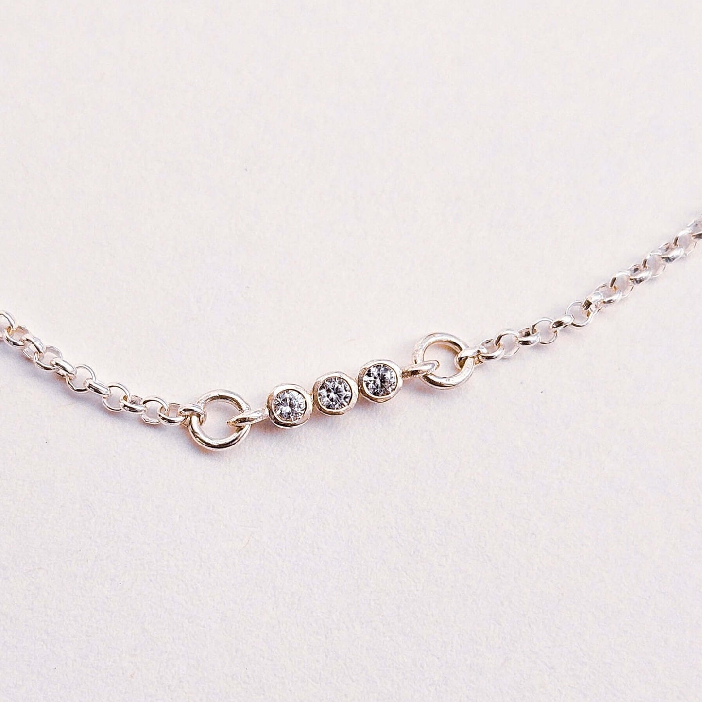 Letter "S" Morse Code Necklace  Sterling silver Zircon