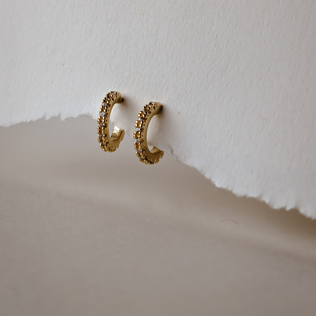 18k Gold filled Sparkling Crescent Moons Stud Earrings